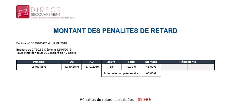 Le Calcul Des Pénalités De Retard Et Son Justificatif – Support RECOUVR'UP